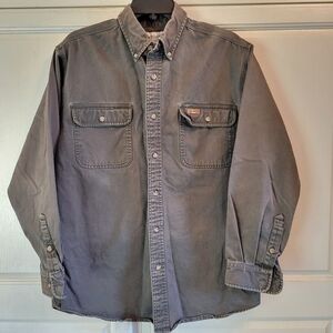 Y2K Carhartt Green Gray Long Sleeve Button Down Work Shirt